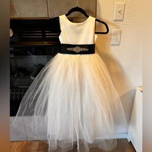 Girls Tulle Dress with removable Black Sash